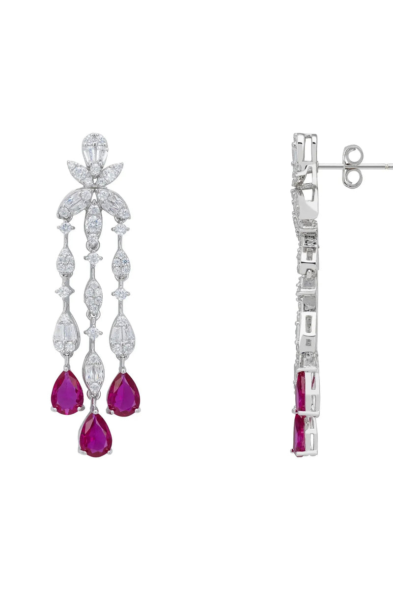 Duchess Ruby Drop Earrings Silver