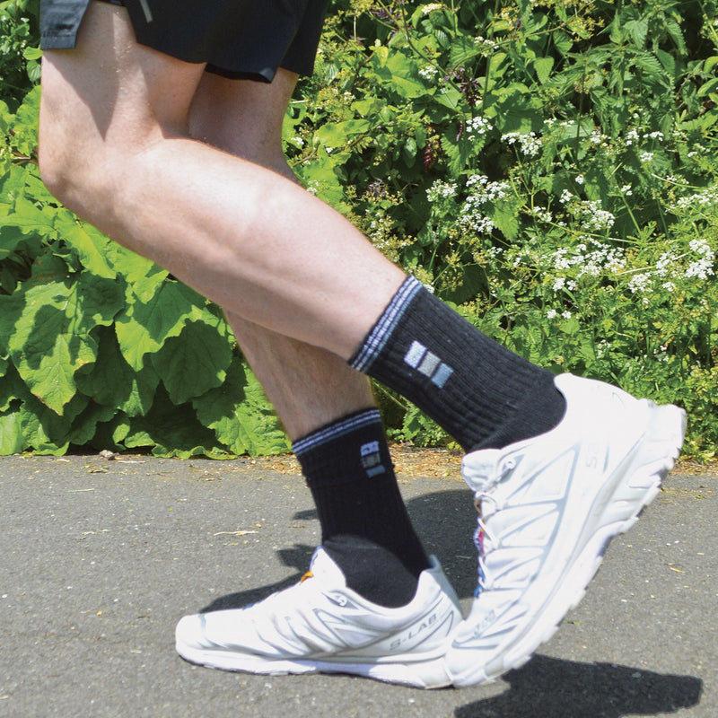 Mens Retro Stripe Cotton Sports Socks in White & Black (Multipack Options)