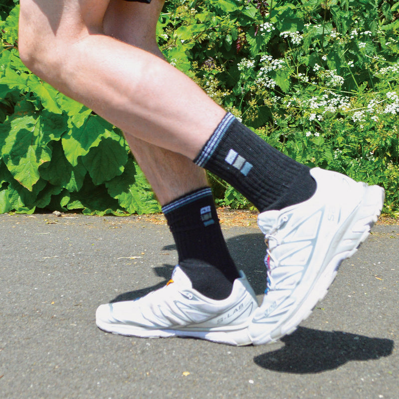 Mens Retro Stripe Cotton Sports Socks in White & Black (Multipack Options)