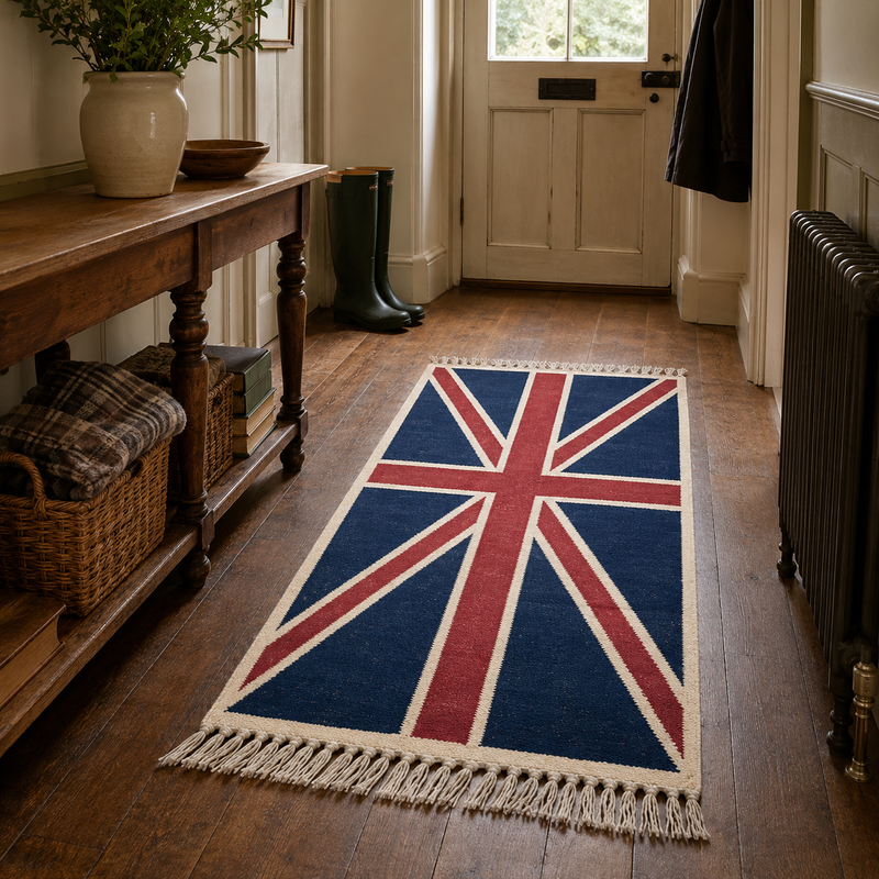 Hand knotted Reversible British Union Jack Jubilee Rug