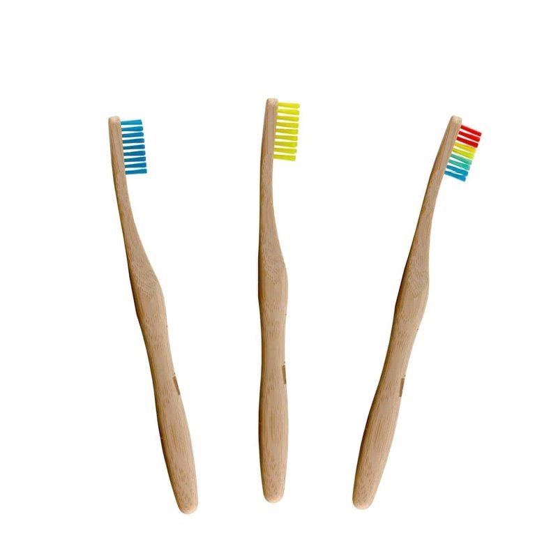 Bamboo Toothbrush Kit – Blue, Rainbow & Yellow
