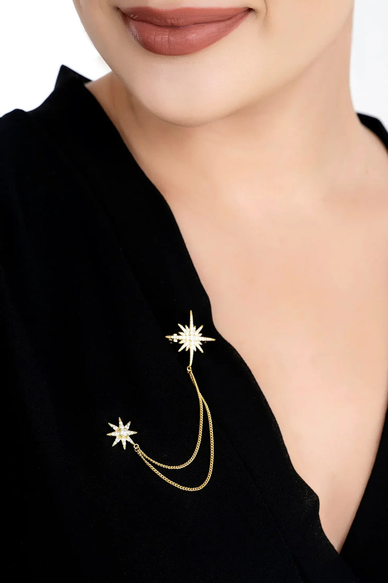 Andromeda Starburst Brooch With Pin Gold