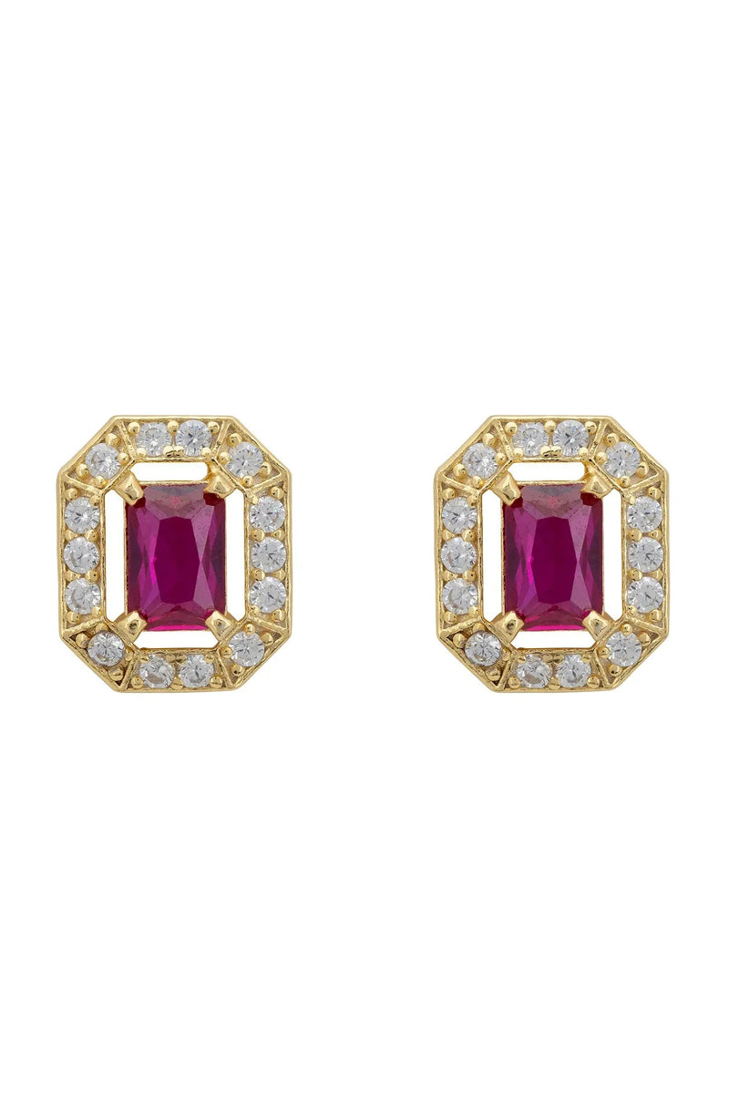 Whistledown Gemstone Stud Earrings Ruby Gold