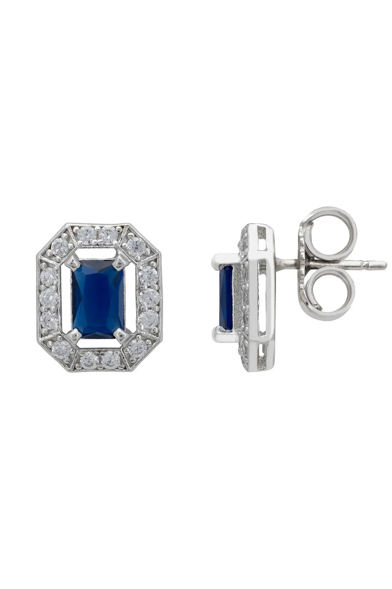 Whistledown Gemstone Stud Earrings Sapphire Silver
