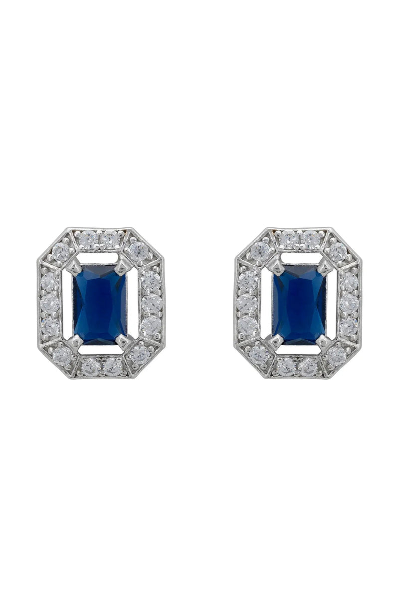 Whistledown Gemstone Stud Earrings Sapphire Silver