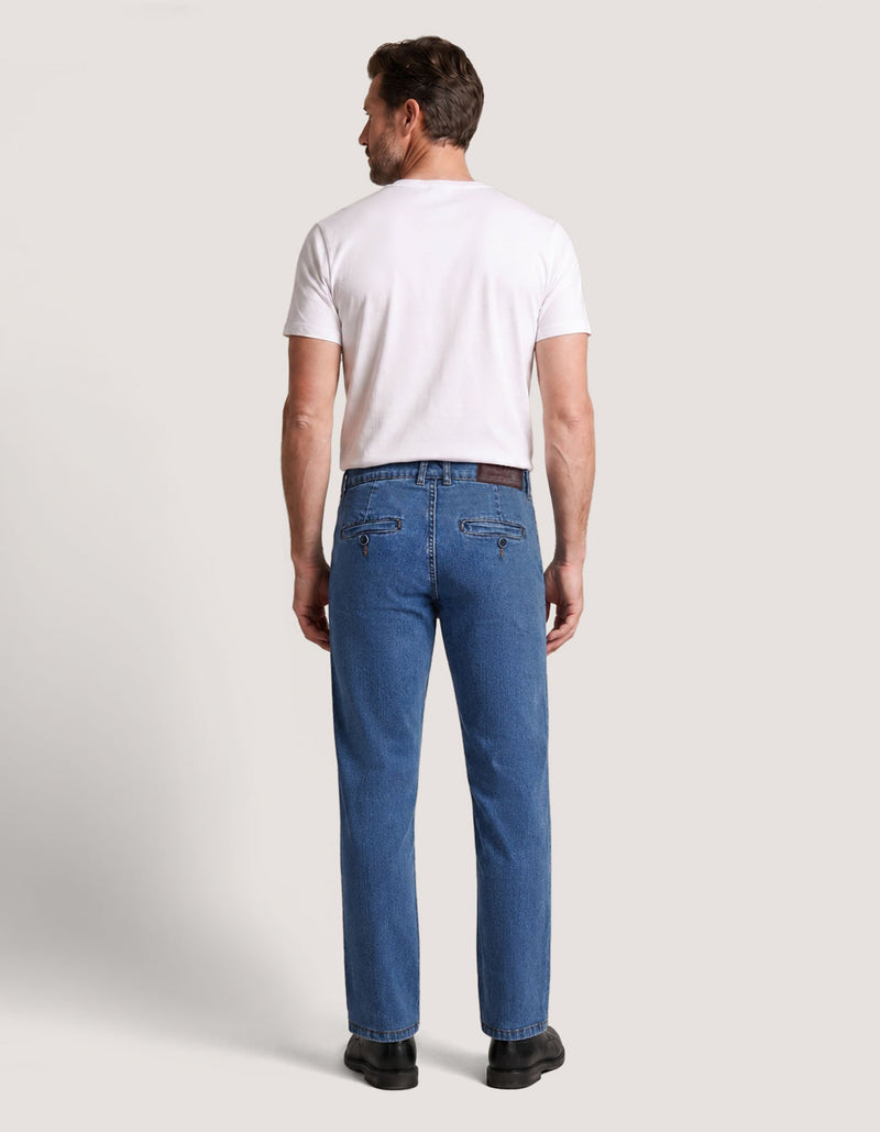 Cross Pocket Traveler Denim - Mid Blue