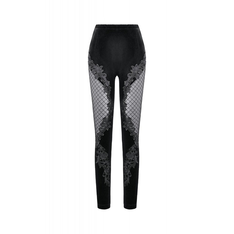 Dark in Love Gothic Velvet Mesh Patchwork Leggings