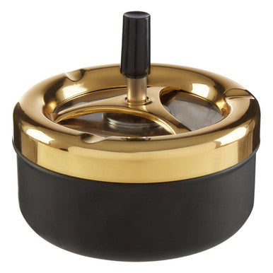 Large Gold and Matte Black Spinning Ashtray | Siberia