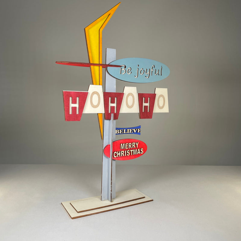 Retro Ho Ho Ho Sign - Handmade Ornament