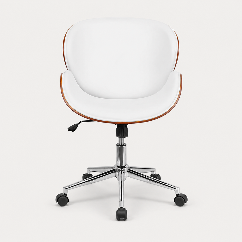 Otis Walnut White Swivel Office Chair