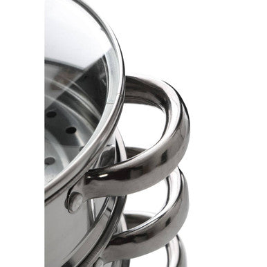 3 Tier Stainless Steel Steamer with Glass Lid | Crosse