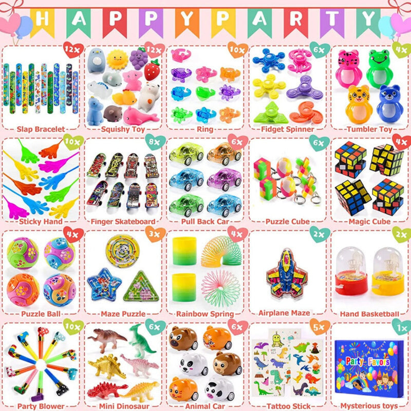 120PCS Kids Party Bag Fillers Lucky Dip Toys Classroom Prizes Favours Fun Gifts