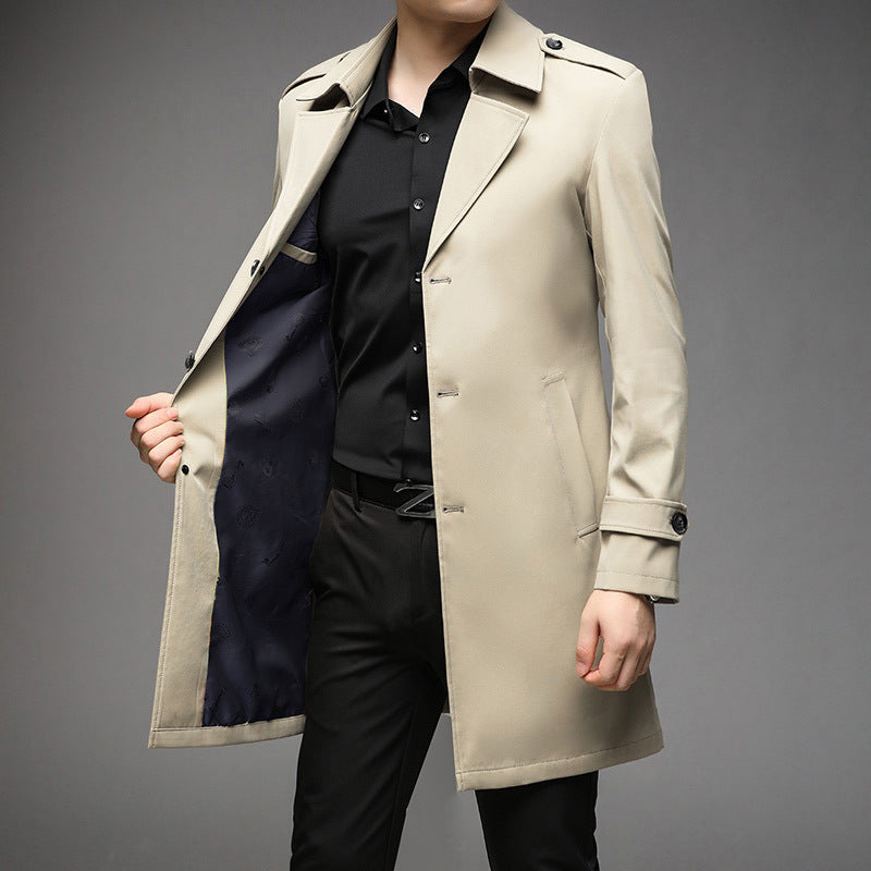 Mid-length Trench Coat Men's Casual Suit