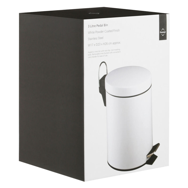 White 3 Litre Pedal Bin | Parker