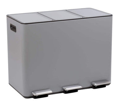 45L Matte Grey 3 Compartment Recycle Bin | Rex