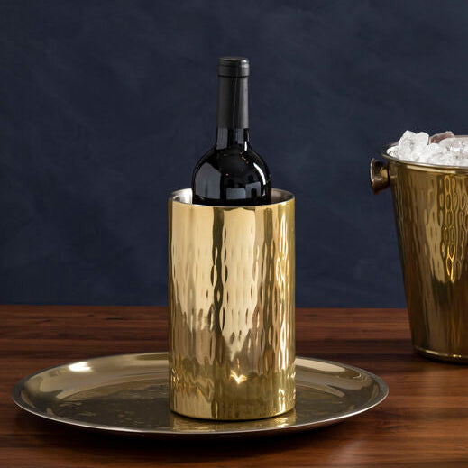 Hammered Gold Finish Wine Cooler | Mixology