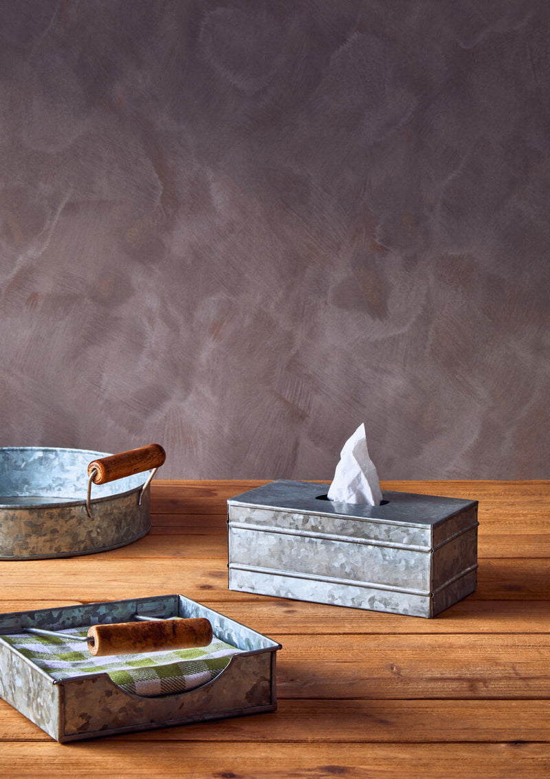 Rectangular Galvanised Steel Tissue Box | Drummond