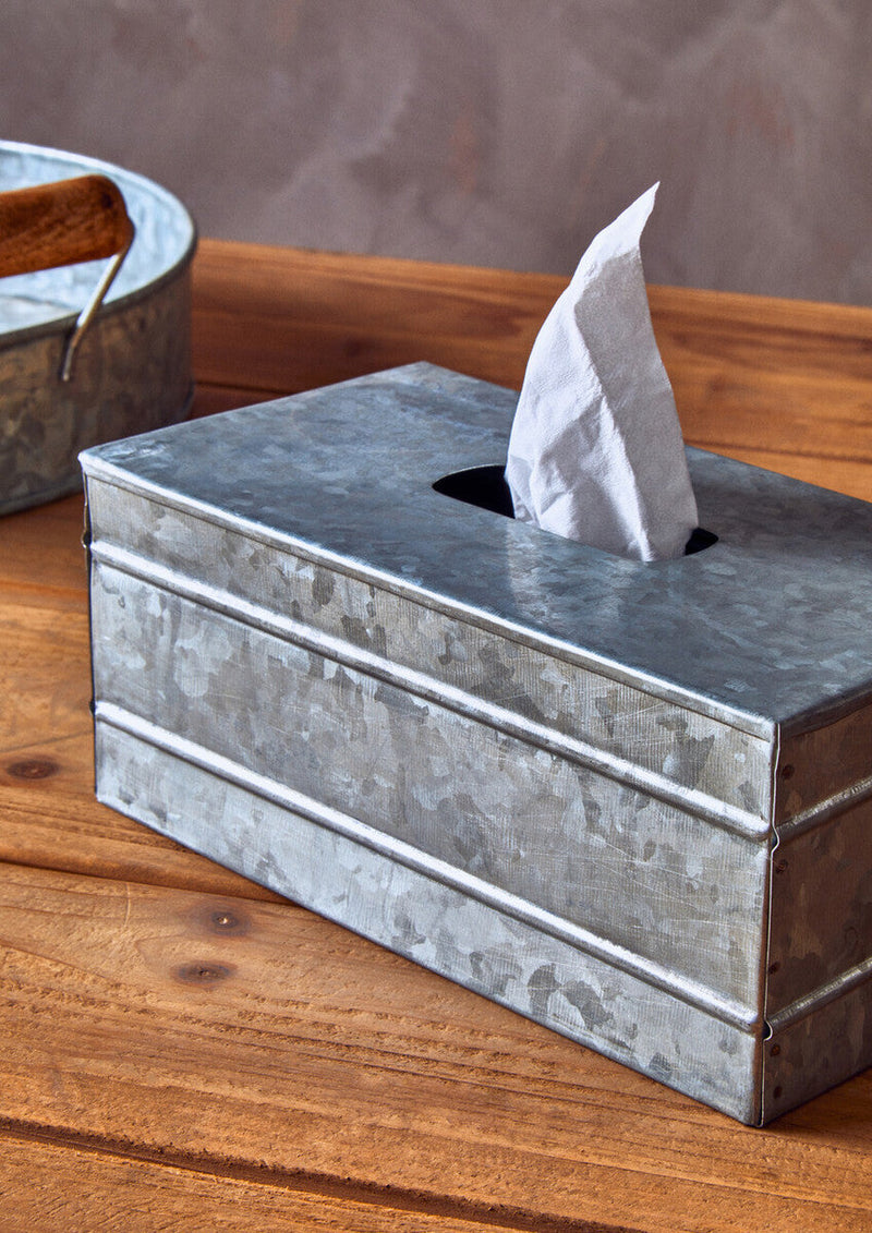 Rectangular Galvanised Steel Tissue Box | Drummond