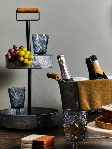 Two Tier Galvanised Steel Cake Stand with Handle | Drummond