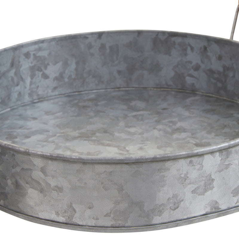 Galvanised Steel Round Tray with Wood Handles | Drummond