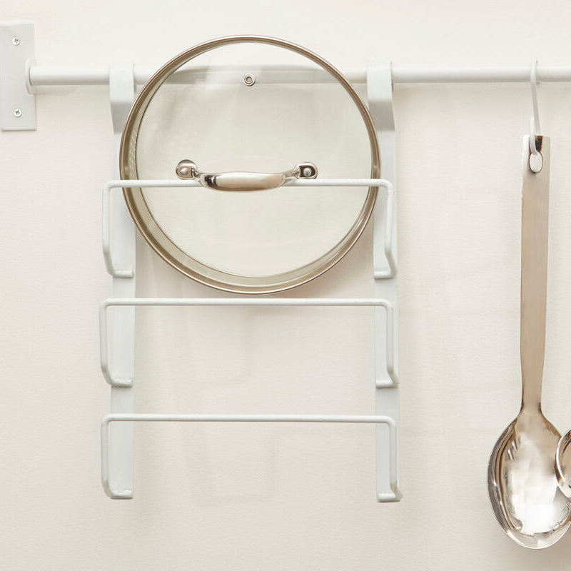 White Iron Hanging Pan Lid Rack | Sorello