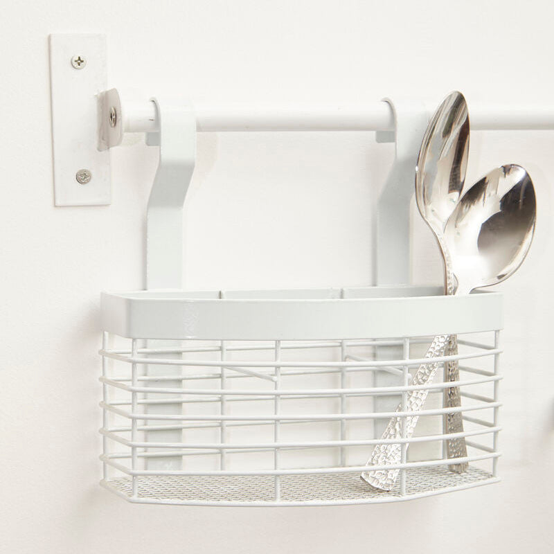 White Iron Hanging Storage Basket | Sorello