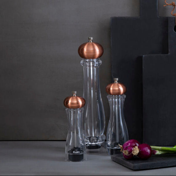 Clear Small Salt or Pepper Mill with Copper Top | CODY