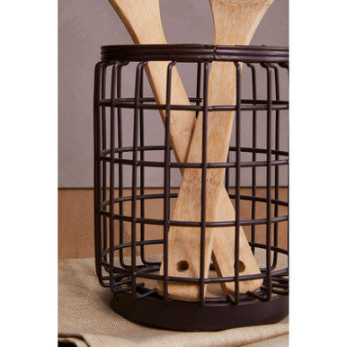 Round Bronze Coated Utensil Holder | Vertex