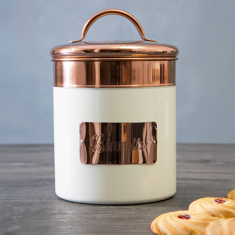 Cream and Copper Biscuit Canister | Prescott
