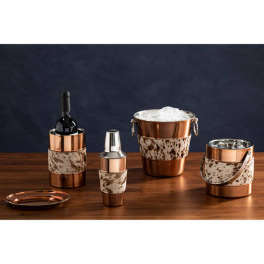 Copper Finish and Hair on Leather Champagne Bucket | Albany
