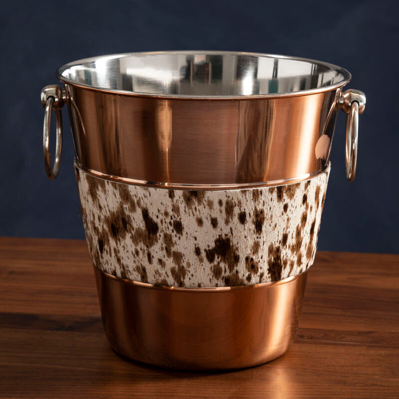 Copper Finish and Hair on Leather Champagne Bucket | Albany