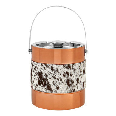 Copper Finish and Hair on Leather Ice Bucket | Albany