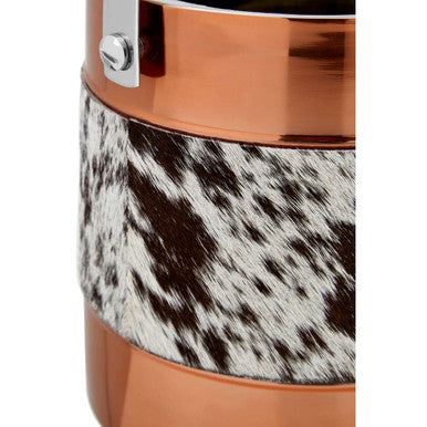Copper Finish and Hair on Leather Ice Bucket | Albany