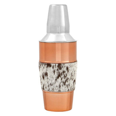Copper Finish and Hair on Leather Cocktail Shaker | Albany
