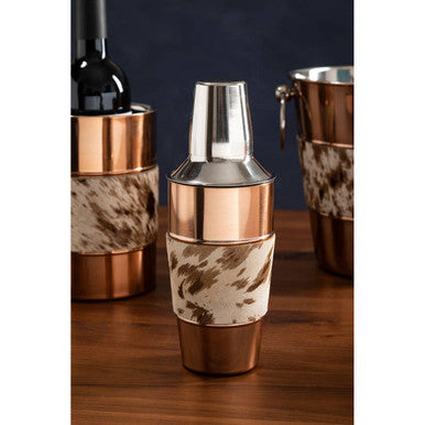 Copper Finish and Hair on Leather Cocktail Shaker | Albany