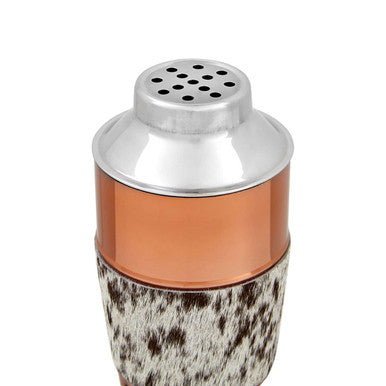 Copper Finish and Hair on Leather Cocktail Shaker | Albany