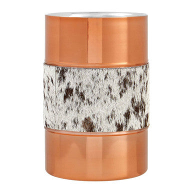 Copper Finish and Hair on Leather Wine Cooler | Albany