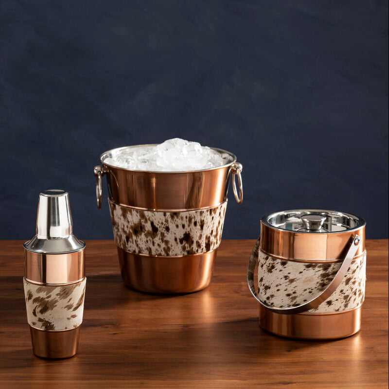 Copper Finish and Hair on Leather Wine Cooler | Albany