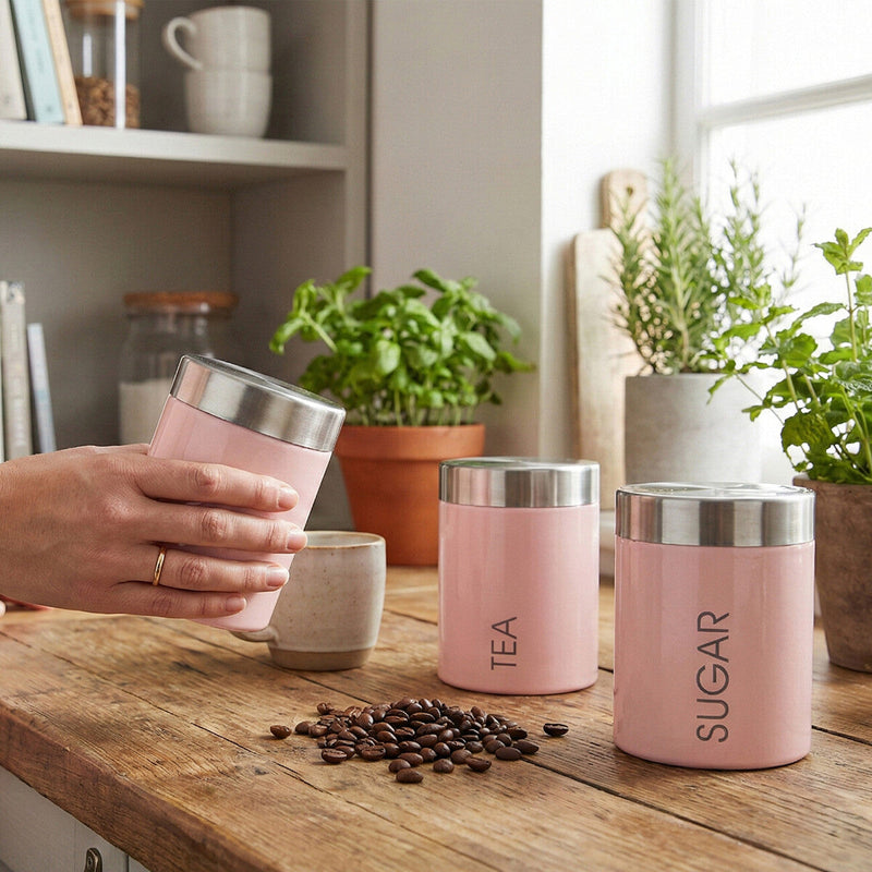 Light Pink Enamel Canisters | Liberty