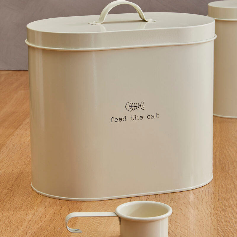 Cream Cat Food Storage Bin with Scoop 6.5 Litre | Adore Pets