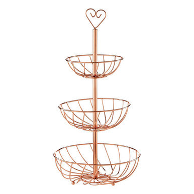 3 Tier Rose Gold Finish Fruit Basket | Kuper