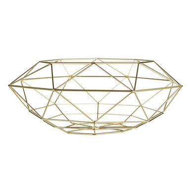 Gold Finish Wide Fruit Basket | Vertex