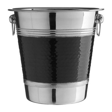 Stainless Steel with Black Band Champagne Bucket | Mixology