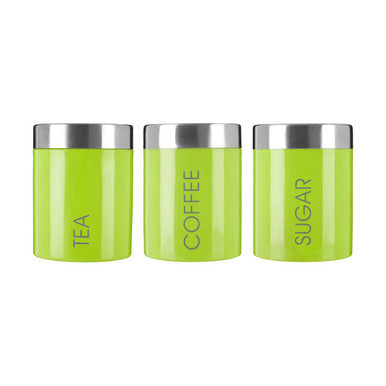 Lime Green Enamel Tea Coffee & Sugar Set