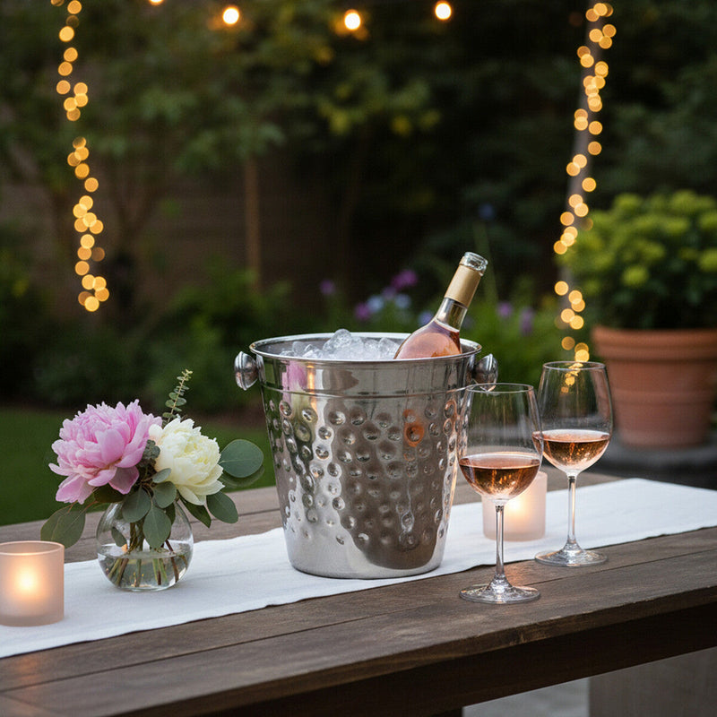 Hammered Effect Stainless Steel Ice Bucket | Mixology