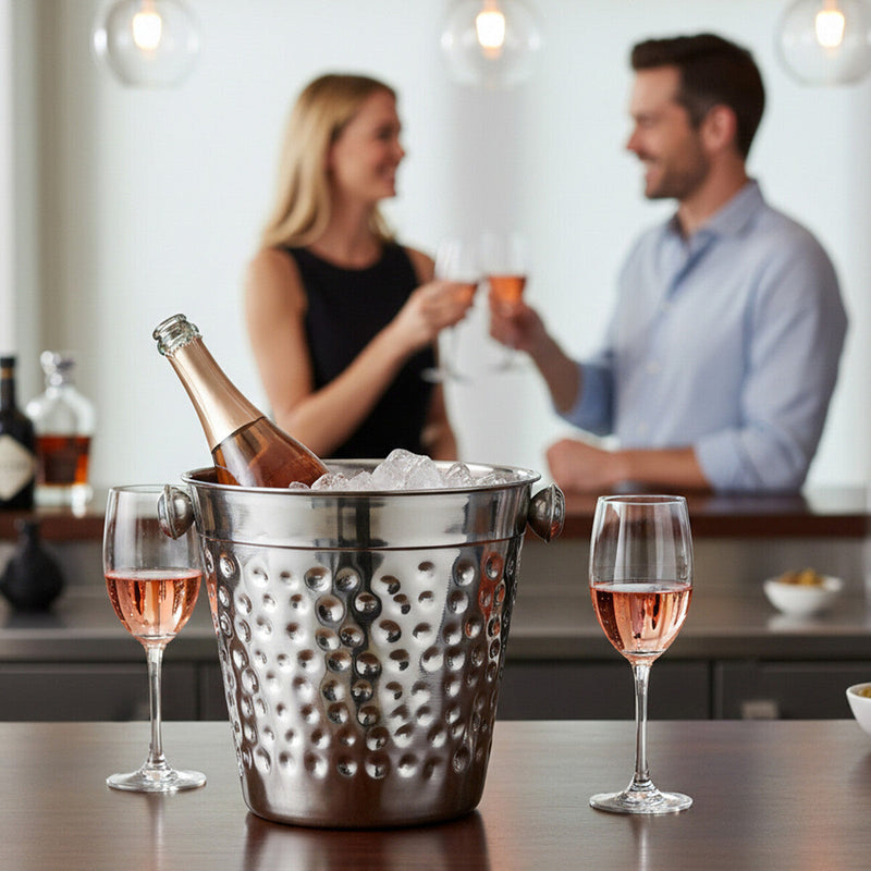 Hammered Effect Stainless Steel Ice Bucket | Mixology