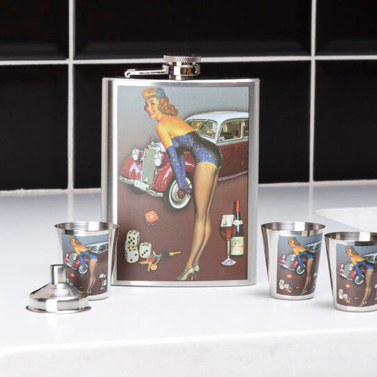 Pinup Hip 8Oz 4 Cups Flask Set | Bonnet