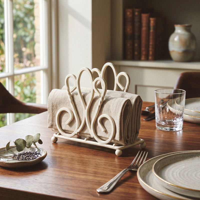 Cream Metal Napkin Holder | De Lis