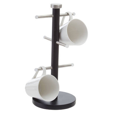 Matt Black Metal 6 Cup Mug Tree | Hirano