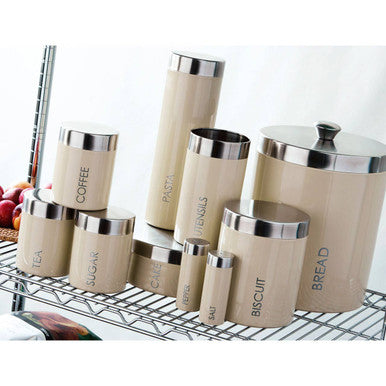 Set of 3 Cream Enamel Tea Coffee and Sugar Canisters | Liberty